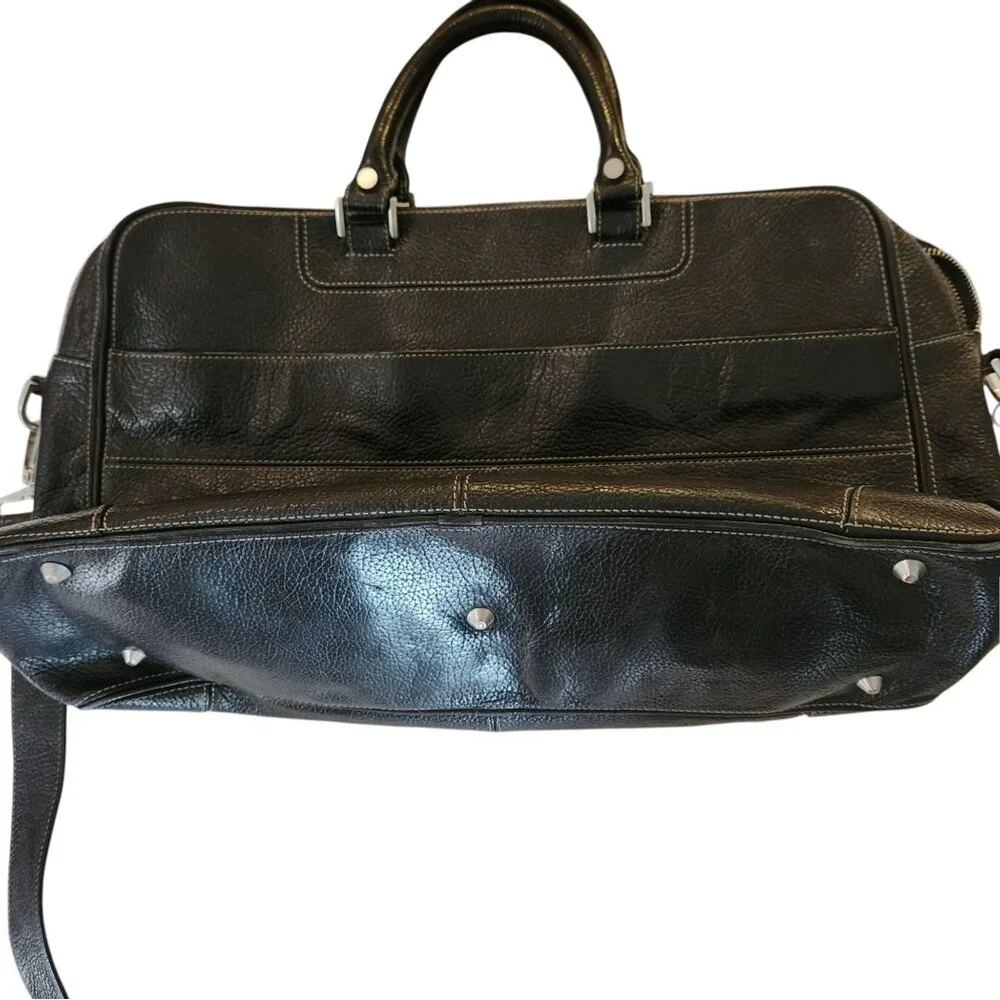 Hugo Boss Black Grained Leather Laptop Bag Adjustable Strap & Dual Handles
